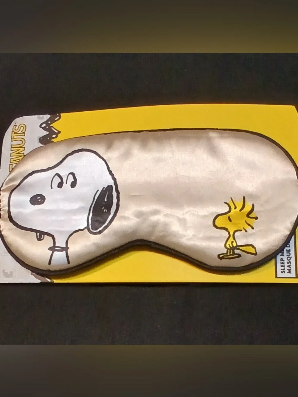 Peanuts -Sleep Mask, Fabric Covered Elastic Headband Snoopy/Woodstock On Front